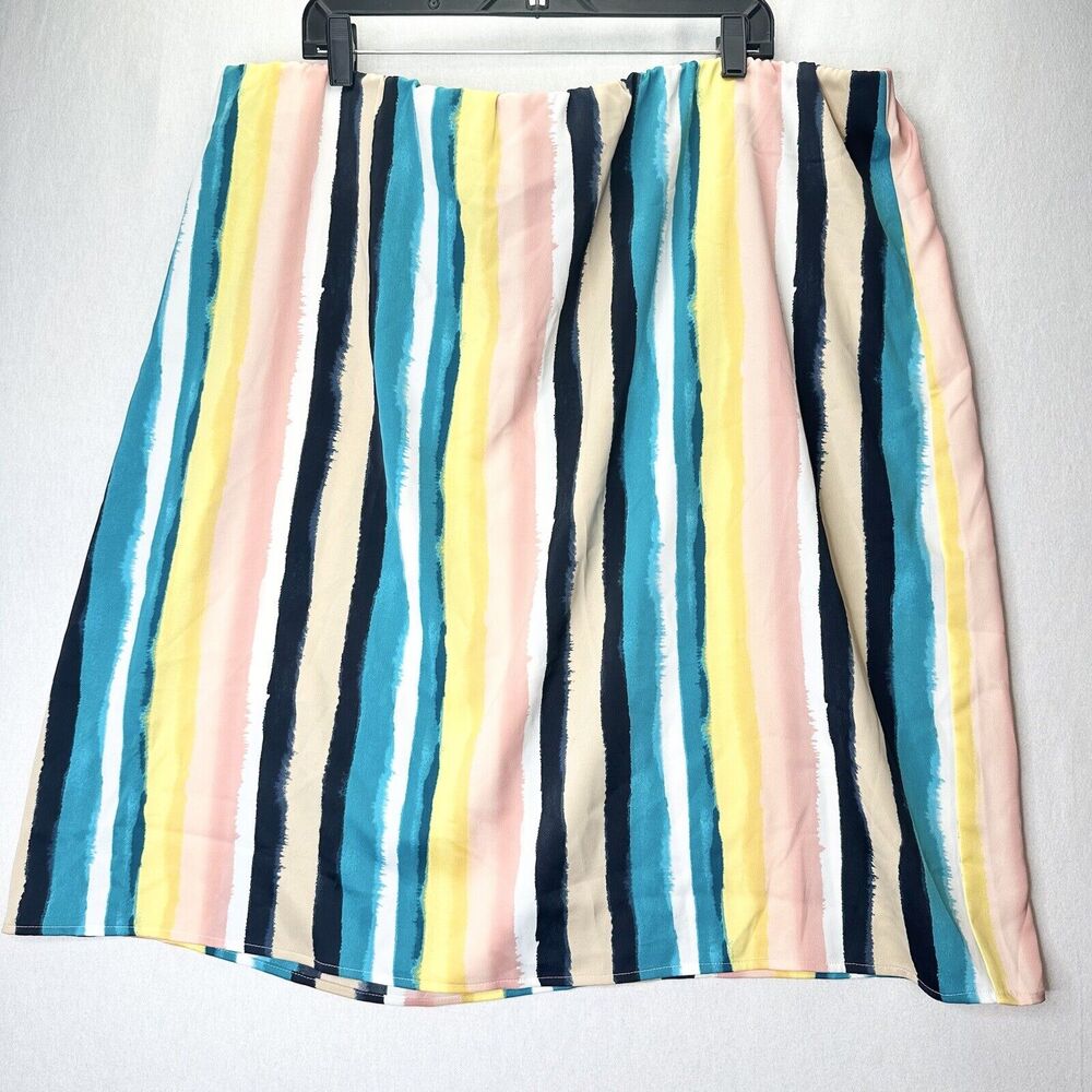 Lane Bryant Striped Skirt Womens 22 24 Multicolor Lightweight Coastal NEW